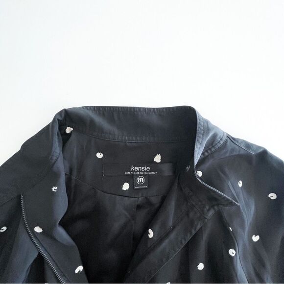 Kensie Light Satin Bomber Jacket Black Lined Stand-Up Collar Zipper Women's M - Picture 4 of 9